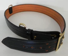 Don Hume B103 Stitched Leather 2.25" Police Duty Belt Gold  Tone Buckle Size 36