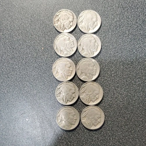 US Buffalo Nickels Lot of 10 Native American Buffalo Design #347