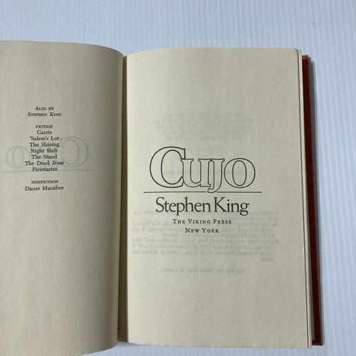 Stephen King : Cujo 1981 Book Club Edition Hardcover + Dust Jacket VERY GOOD - Imagen 8 de 10