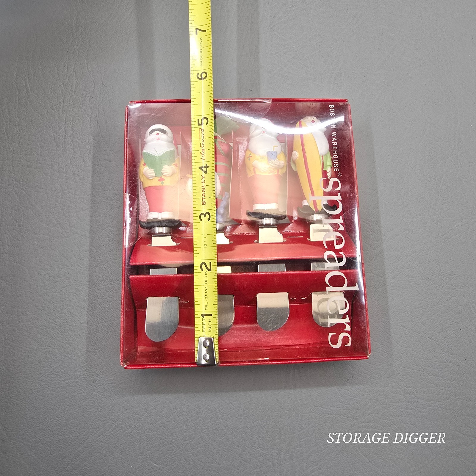 Vintage New 2003 Set of 4 Boston Warehouse Palm Tree Santa Spreader, # 12077