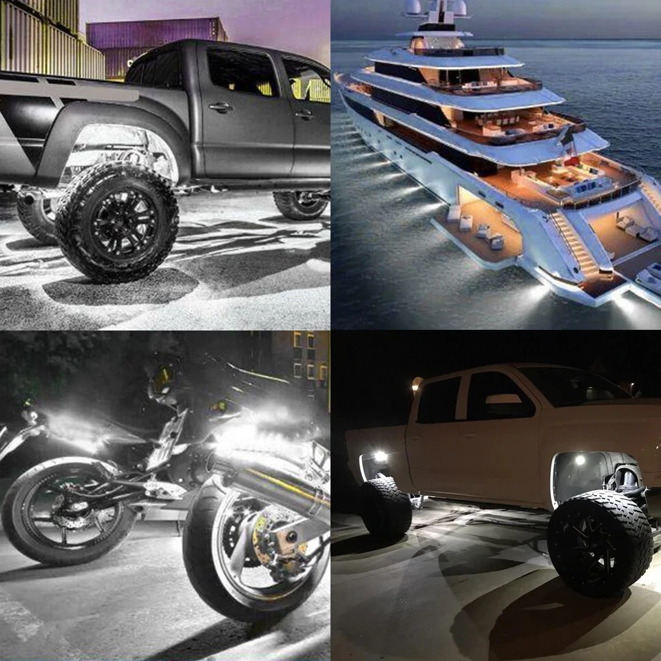 96 cápsulas para camión todoterreno Jeep ATV UTV barco blanco debajo de la carrocería luces LED de roca Foto 3 de 4