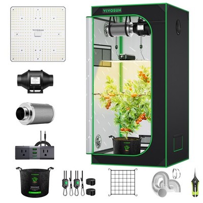 VIVOSUN 32x32x63 inch A22 Smart Grow Tent Kit w/ 150W LED 4'' Fan Kit for Starter