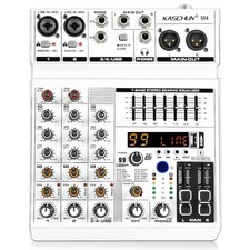 4 Channel Audio Mixer with Bluetooth, USB Audio Interface Sound Mixer Board, ...
