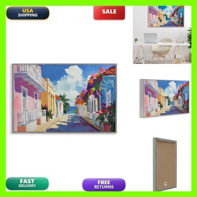 Stupell Industries Coastal Colors Town Architecture Framed Giclee Art