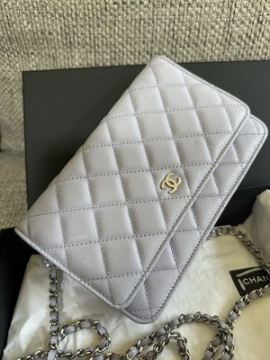 NEW w/ Receipt CHANEL 21K Light Purple SHW Caviar Wallet on Chain