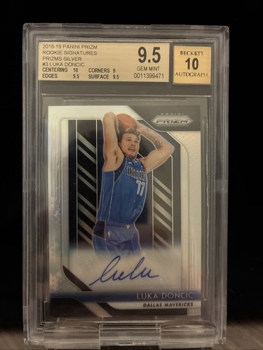 2018-19 Panini Prizm Luka Dončić Rookie Signatures Silver Auto RC BGS 9.5 Auto10