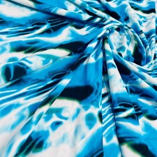 25" Long / Blue Abstract Print Nylon Spandex Fabric 4-way Stretch for Swimwear