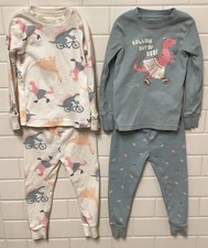 Carters Girls Toddler Pajama Set 2 T Dinosaurs Pink Dusty Blue Snug Fit 4 Pcs
