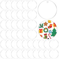 50 Pcs Acrylic Ornament Blanks 3 inch, Clear Keychains Blanks Acrylic Round D...