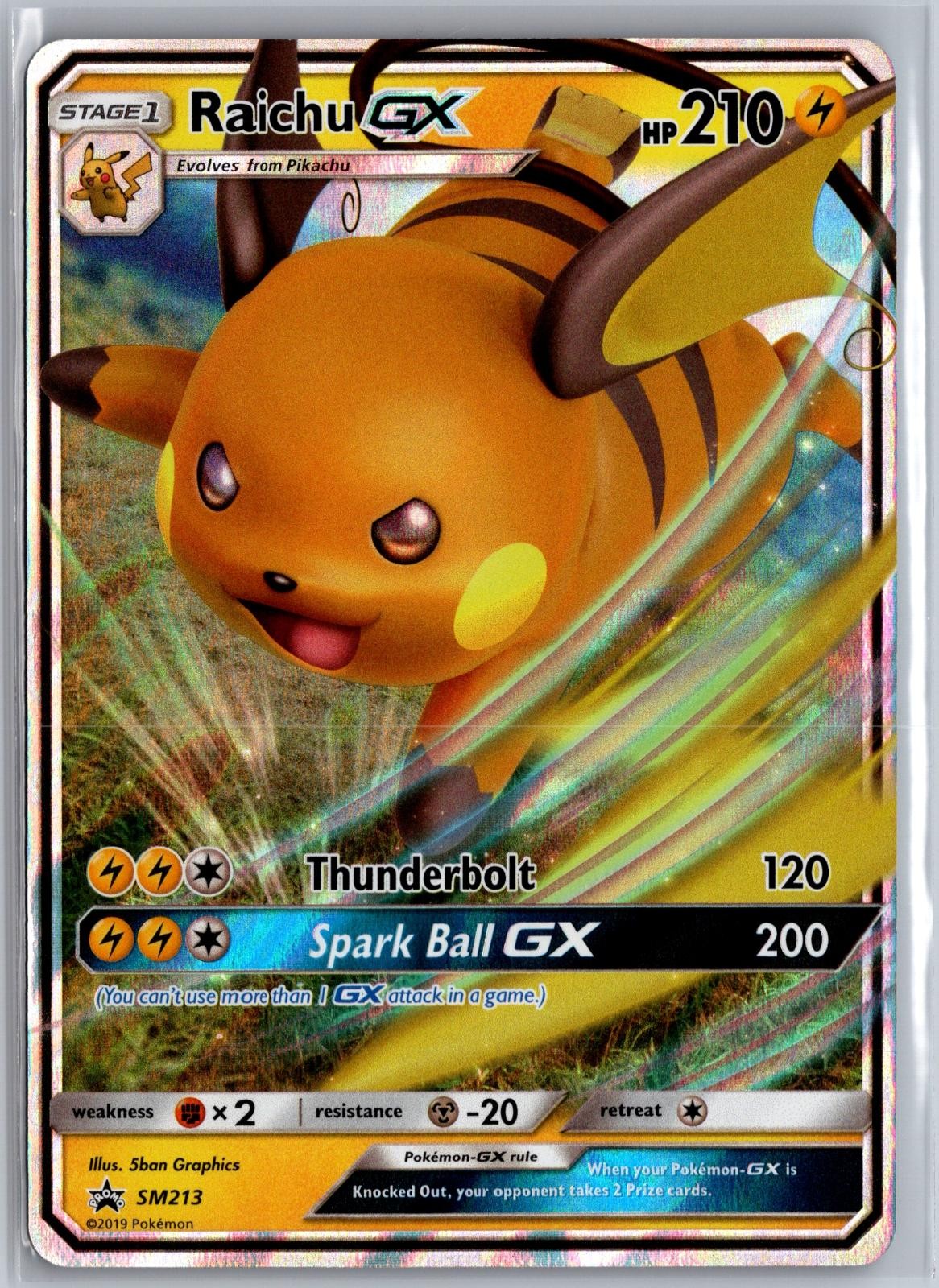 RAICHU GX - SM213 HOLO Promo Sun & Moon Promo Pokemon Near Mint