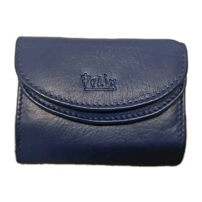 FELIX Damen Mini Geldbörse Portemonnaie blau flach Leder 7,5x10,5cm NEU