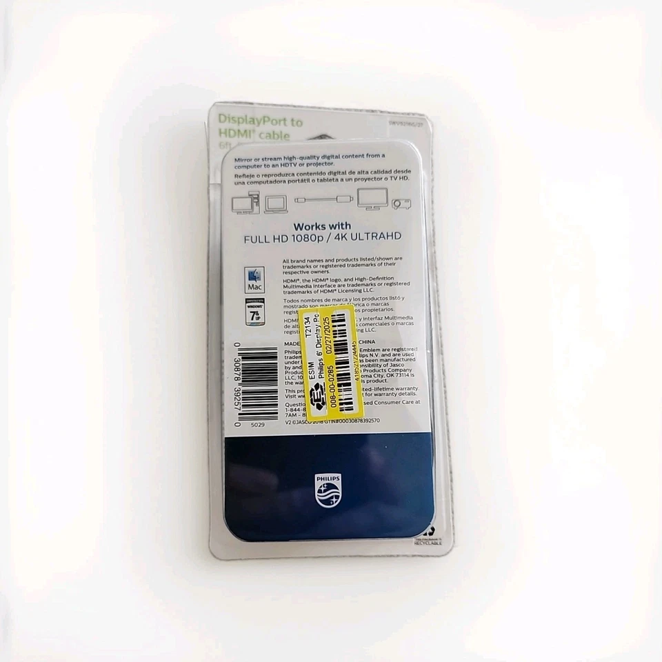 Philips 6' Display Port to HDMI Cable - Black - Image 2 of 2