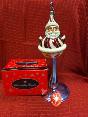 Radko 20th Anniv. Roly Poly Santa 1011675 Peppermint Stripe Christmas Ornament