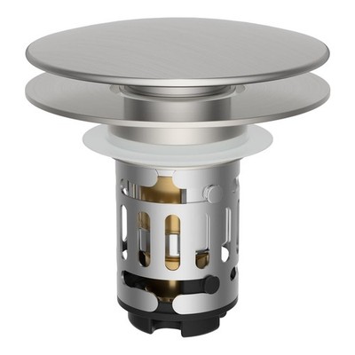 Hibbent Upgraded 3 in 1 Bathroom Sink Drain Strainer, Pop Up Brushed Nickel 