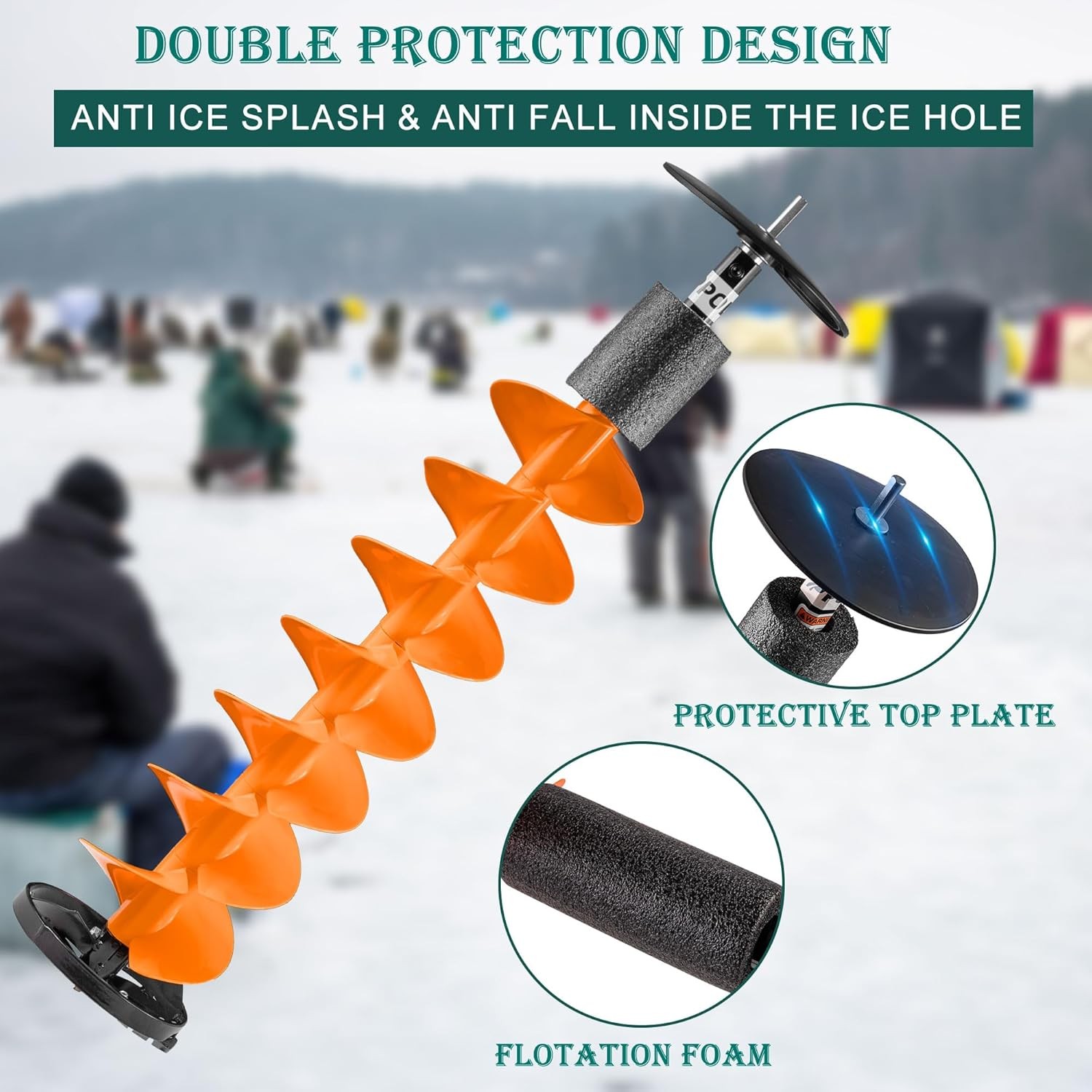 8'' Ice Auger Bit for Ice Fishing w/ Universal Adapter Replaceable Blade Kits