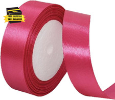 Rose Red Satin Ribbon 1 Inch X 25 Yards, Solid Color Fabric Satin Ribbon for Gif