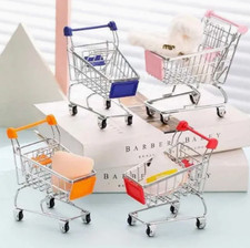 Mini Shopping Cart Decorative Desktop Accessory, Home Decor Photo Prop, 4 Colors
