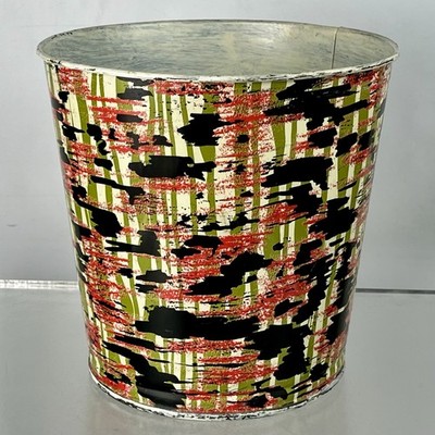 Vintage ABSTRAKTER PAPIERABFALLEIMER MIT SPRITZEN Mid-Century 60er Metall hergestellt in Großbritannien