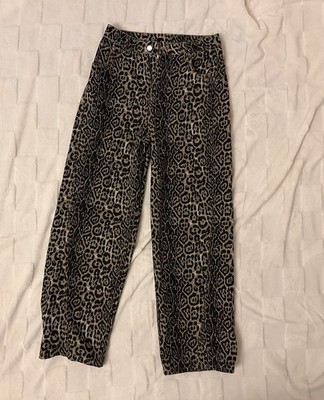 Straight Leg Jeans mit Leopardenmuster Gr. M