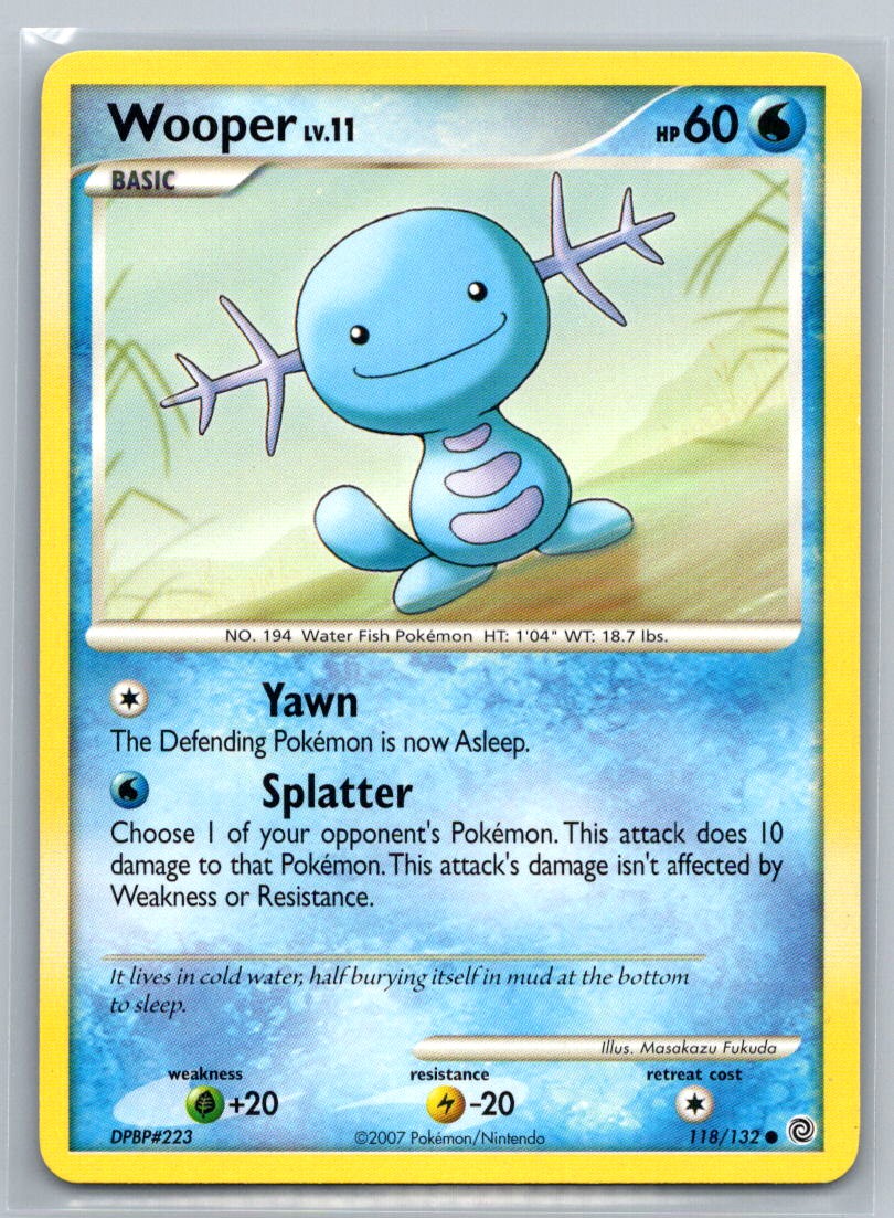 Wooper 2007 Pokemon Secret Wonders Splatter HP60 118/132 Common