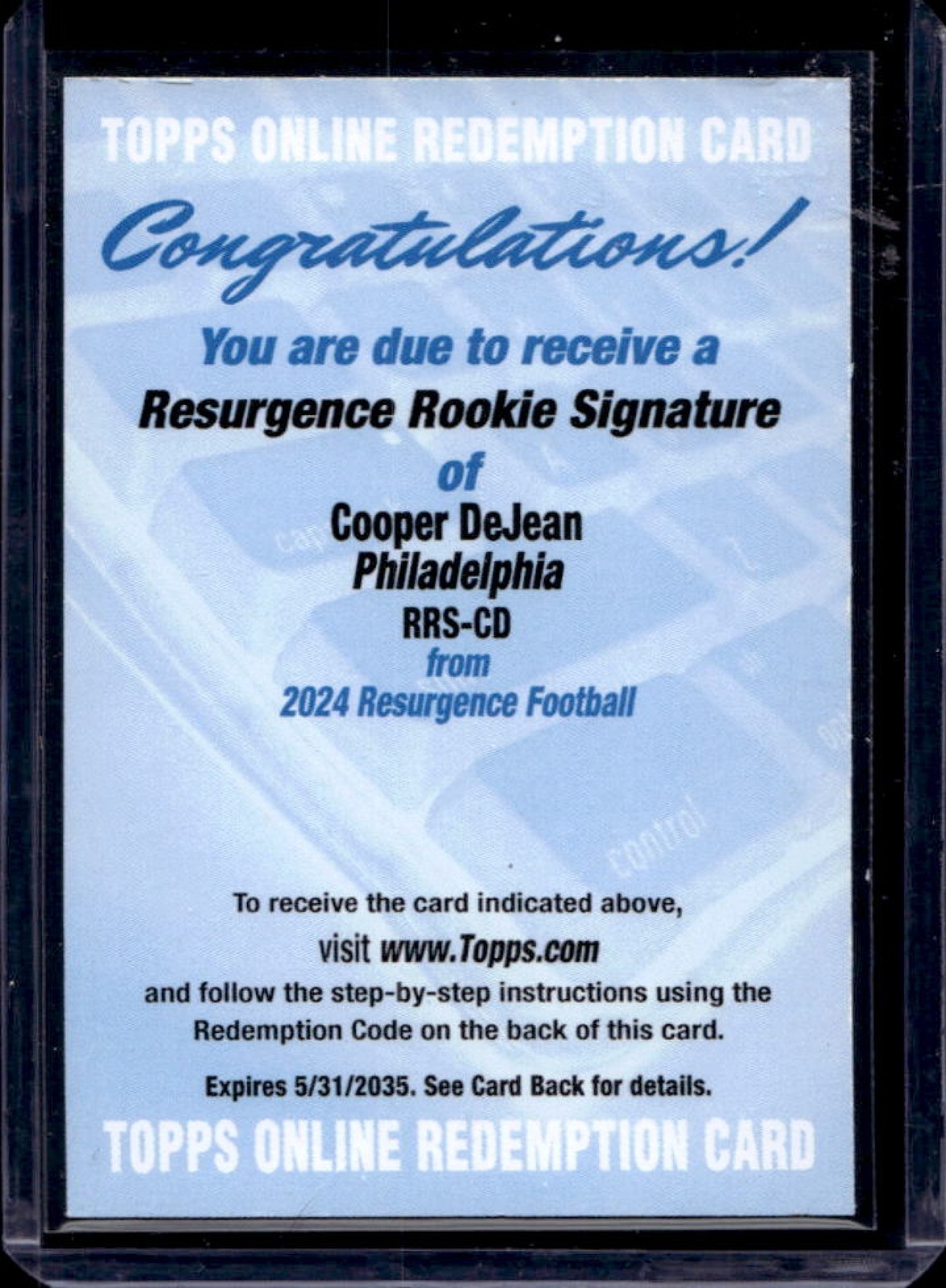 2024 Topps Resurgence Cooper DeJean Rookie RC Auto #RRS-CD Eagles