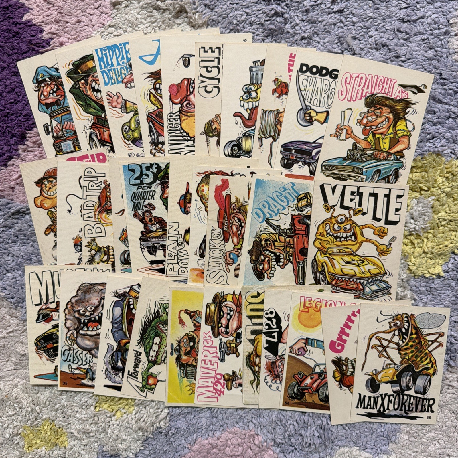 Vintage 70s Donruss ODDER ODD RODS Trading Card Sticker Lot of 31 BK Taylor Art