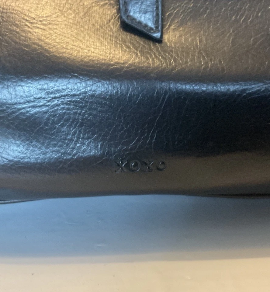 Bolso de hombro vintage XOXO Y2K negro mate con puntada negra imitación cuero Foto 4 de 4