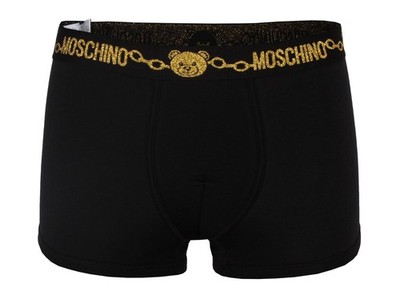 NWT BI-PACK WITH 2 MOSCHINO BOXER TRUNKS Teddy bear black cotton Italy S us XS