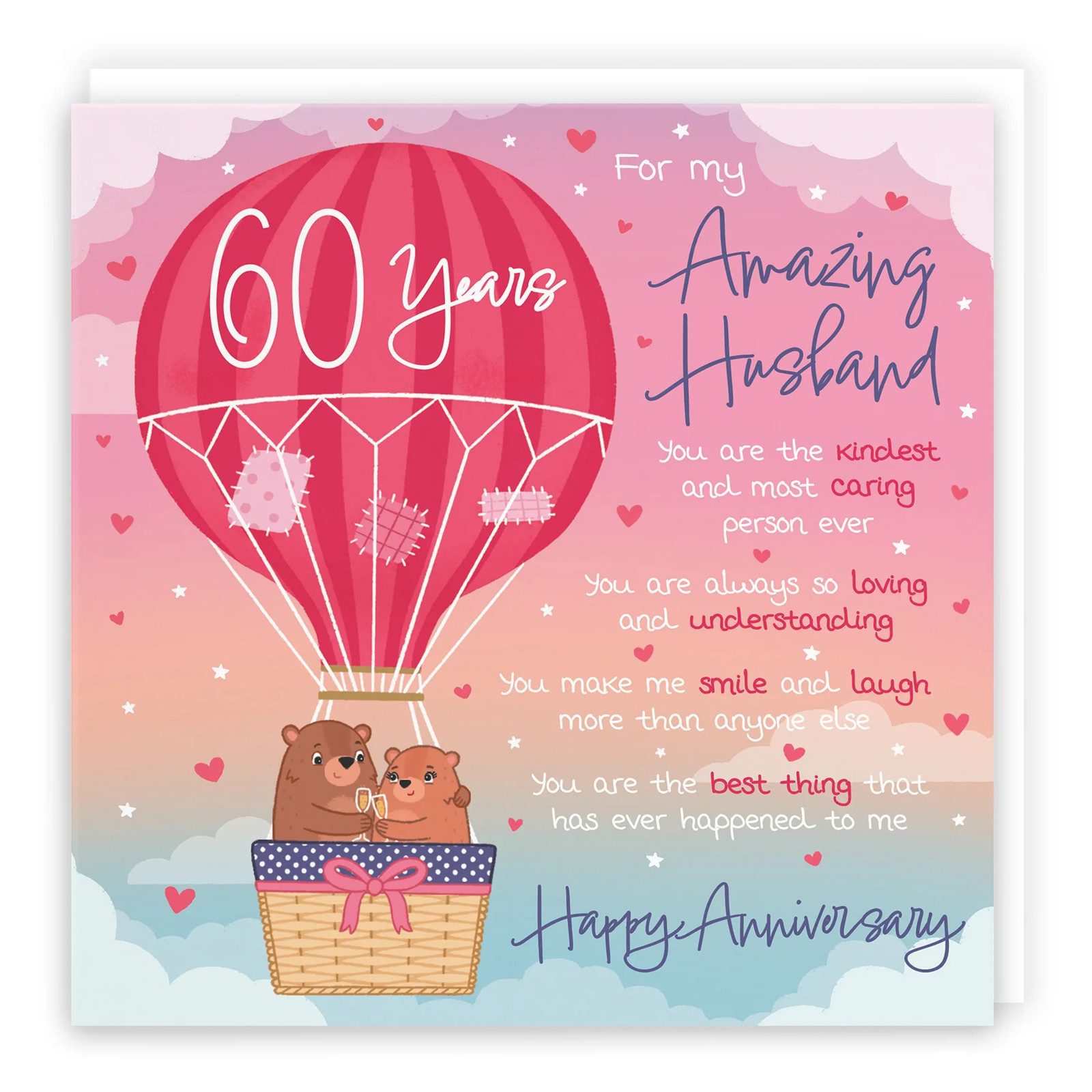 60th Husband Anniversary Poem Card Love Is In The Air Cute Bears