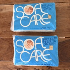 Lot 2 Vintage NOS 12 Pk Soft Care Irregular Curity Birdseye Cloth Diapers 27x27