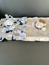 Lot of 2 Baby Security Blankets Lovey Cloud Island Lion Baby Essentials Bear Set