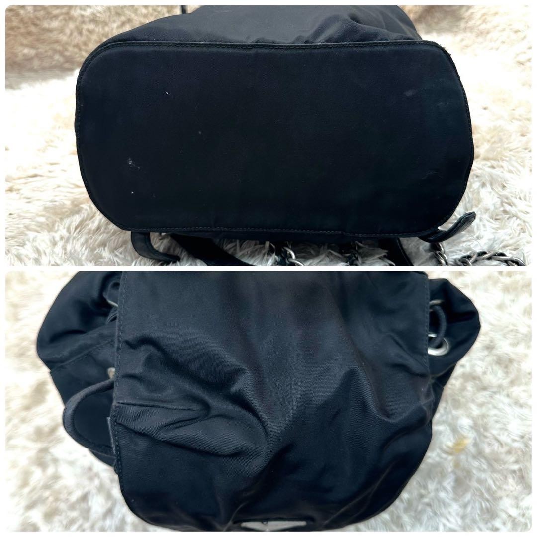 PRADA Backpack Black Nylon Triangular Logo Chain … - image 7