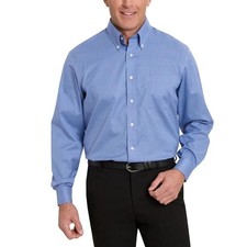 Kirkland Signature Men's L Blue Long-Sleeve Dress Shirt Pattern F1018
