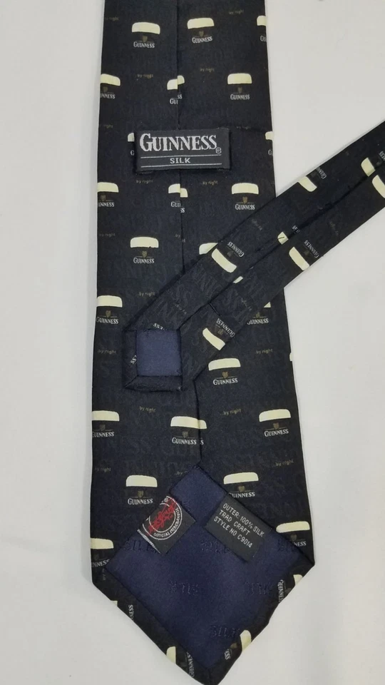 Guinness Mens Black Novelty Tie With Beer Mug Print 100% Silk Necktie - Image 4 of 4
