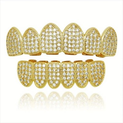 Hip Hop Braces copper zirconia electroplated No color loss teeth upper lower set