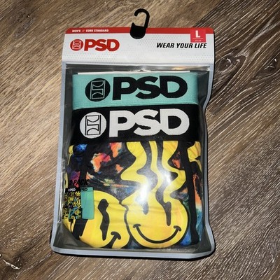 Psd Men's Core Standard L 36-38 2 Pack Melting Smiley Face and Blue NEW PACKAGE