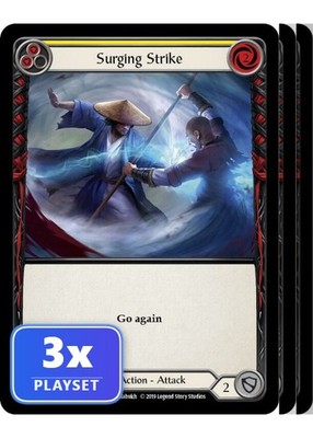 Surging Strike Yellow WTR108 Welcome to Rathe Flesh & Blood Card NM Playset of 3