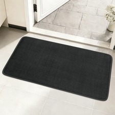 1-Pack Front Door Mat, 30x17" Linen Indoor Outdoor Doormat Black 
