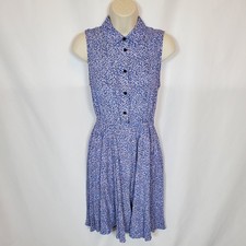 Kate Spade New York Women's Sleeveless Dress Small Blue Petal Print Classic