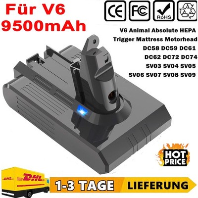 9500mAh Akku Für Dyson V6 Ersatz akku SV03 DC58 DC59 SV09 DC74 DC62 DC61 SV04 DE