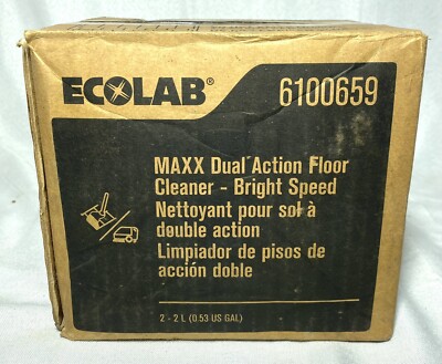 2 Bags Ecolab 6100659 EXP 05/22 Maxx Dual Action Floor Cleaner Bright Speed 2L