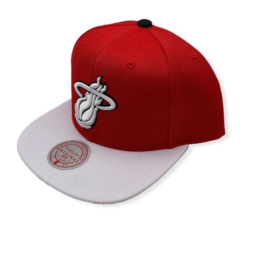 Mitchell & Ness Miami Heat Cardinal Red 2 Tone Adjustable Snapback Hat Cap - Picture 2 of 6