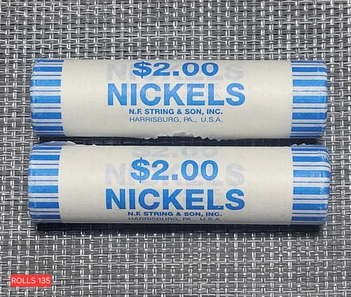 2023 P 2 ROLLS JEFFERSON NICKEL BANK ROLLS BRILLIANT UNCIRCULATED  ROLL135