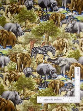 Africa Animal Safari Fabric Elephant Zebra Cotton Jungle Party By The Yard