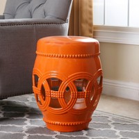 Abbyson Whitney Orange Ceramic Oversized Garden Stool on sale Abbyson Whitney Orange Ceramic Oversized Garden Stool on sale