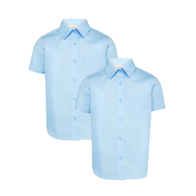 John Lewis Mädchen Kurzarm Schulbluse, 2er Pack Blau Alter 6 Brustumfang 22,75''