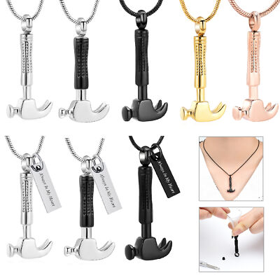 Tool Guy Stainless Steel Hammer Urn Necklace for Cremation Ashe Memorial Jewelry