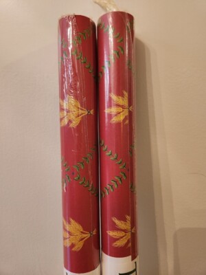 Thibaut Wallpaper (2) Golden Wheat Design Pinkish Red Background 839-T-964 NWT