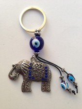 FENG SHUI ELEPHANT WITH EVIL EYE KEYCHAIN CHARM FOR WARD OFF NEGATIVE ENERGY