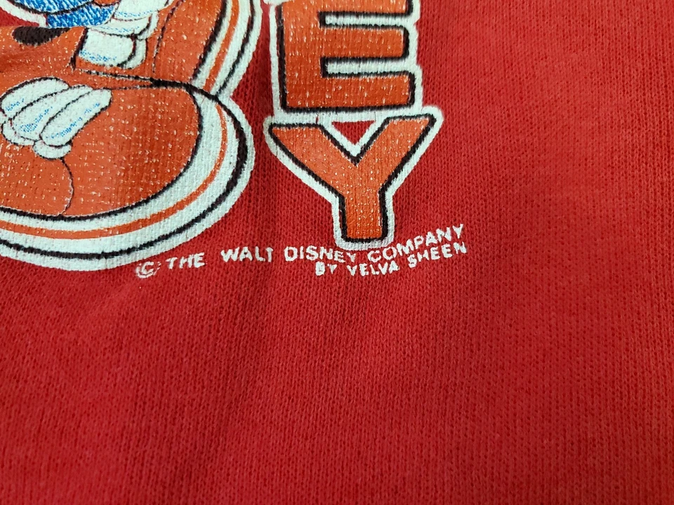 Suéter delgado Mickey Mouse Disney años 70 Illinois brillo velva 50/50 juvenil L 14-16 Foto 3 de 4
